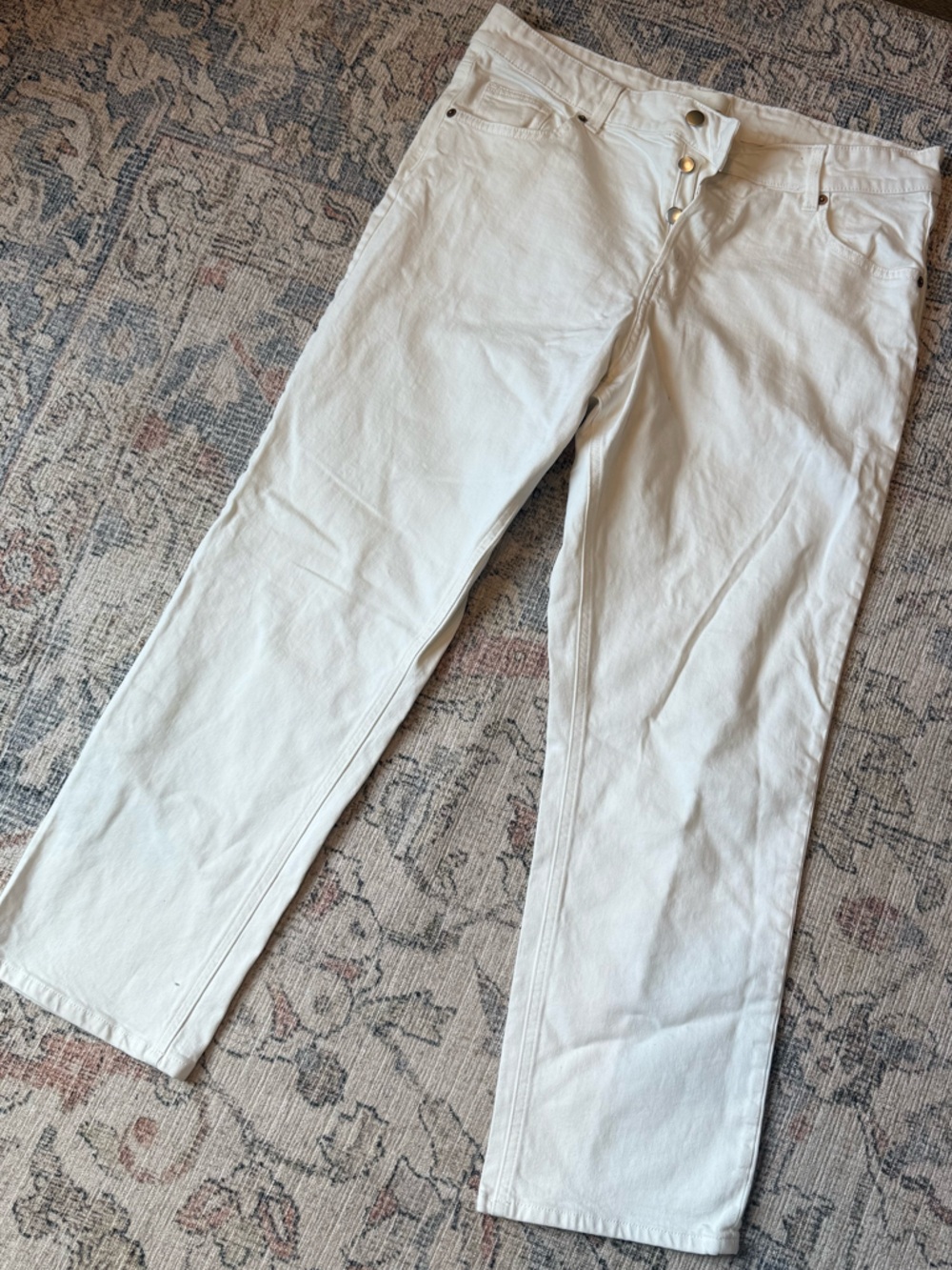 H&M White Straight Leg Jeans Size 14 High Rise